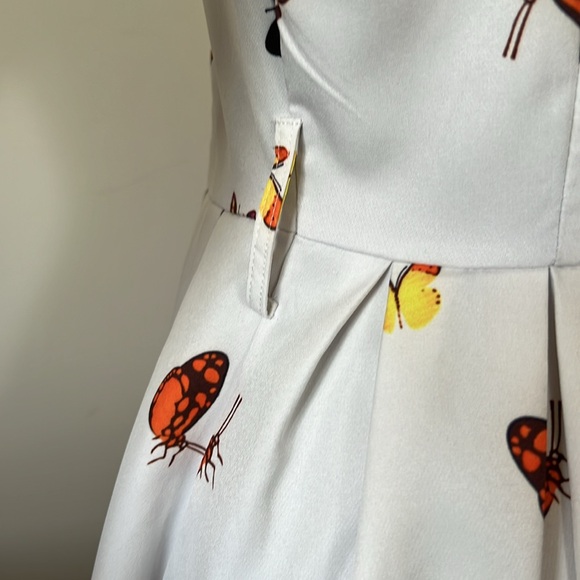 Vintage Bespoke Butterfly Print Fit and Flare Dress M EUC - Picture 8 of 13